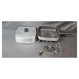 Vintage Mirro-Matic Electric Skillet, Aluminum Pot with Lid, and Cooking Utensil Set