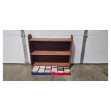 Wooden 2-Shelf Display Unit with 27 Assorted Cassette Tapes