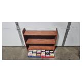 Wooden 2-Shelf Display Unit with 27 Assorted Cassette Tapes