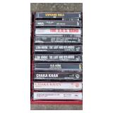 Wooden 2-Shelf Display Unit with 27 Assorted Cassette Tapes