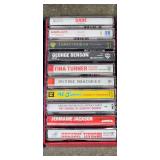 Wooden 2-Shelf Display Unit with 27 Assorted Cassette Tapes