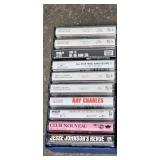 Wooden 2-Shelf Display Unit with 27 Assorted Cassette Tapes