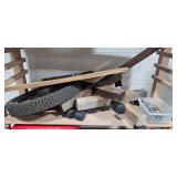 Workbench Lot with Metal Drawer Organizers, Wheels, Red Fuel Can, and Hardware