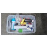 Rolling Metal Utility Cart with Assorted Cleaning Supplies