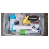 Rolling Metal Utility Cart with Assorted Cleaning Supplies