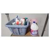 Rolling Metal Utility Cart with Assorted Cleaning Supplies