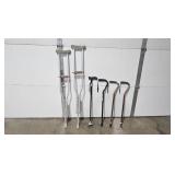 Mobility Aid Lot with Crutches and Canes - Medline, Adjustable