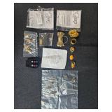 Misc Jewelry Lot with Scarf Clips/Clasps, Stud Earrings, and Charms