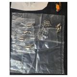 Misc Jewelry Lot with Scarf Clips/Clasps, Stud Earrings, and Charms