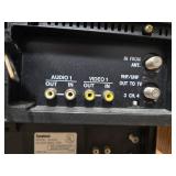 Lot of 3 VCR Players with Cords, Headphones, and Wooden Stand