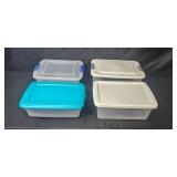 Set of 4 Assorted Plastic Storage Bins with Lids