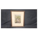 Set of 2 Framed Hand-Colored Prints by Emil Grimminger - Heidelberg and Neuschwanstein Castle