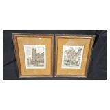 Pair of Y. Hubbelinck Framed Signed Limited Edition Etchings