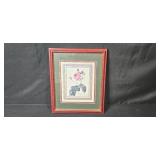 Pair of Framed Floral Prints - Balaz Signed and Vintage Botanical