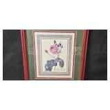 Pair of Framed Floral Prints - Balaz Signed and Vintage Botanical