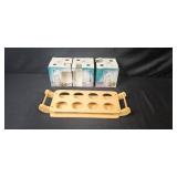 Anchor Hocking Essex Glasses and Wooden Serving Tray Set