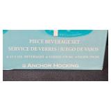 Anchor Hocking Essex Glasses and Wooden Serving Tray Set