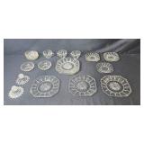 Anchor Hocking Candle Holders & Elegant Vintage Clear Depression Glassware Set - Plates, Bowls, Cups