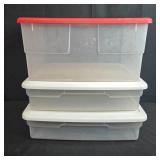 Set of 3 Plastic Storage Boxes with Lids, 56 Quart Capacity