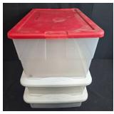 Set of 3 Plastic Storage Boxes with Lids, 56 Quart Capacity