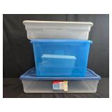 Lot of Plastic Storage Totes with Lids Assorted Sizes