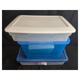 Lot of Plastic Storage Totes with Lids Assorted Sizes