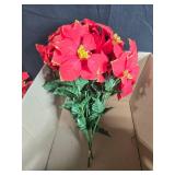 Holiday Decor Collection with Artificial Poinsettia Arrangements and Ceramic Boot Shakers