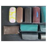 Collection of Eyeglass Cases Varied Brands with Plastic Basket