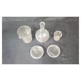 Assorted Science Lab Glassware, Test Tube Racks, and Stone Turtle Figurine