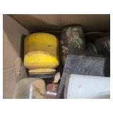 Box of Assorted Vintage Jars with Contents Including Rocks and Hardware