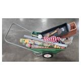 Green Keepers Garden Cart with Planters, Watering Can, Flags and Gardening Accessories