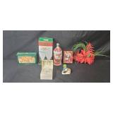 Vintage Holiday Decoration Collection with Porcelain Figurine and Angel Box