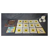 Collection of 12 AMECO Code Course 45 RPM Records and Vintage Kids 45s