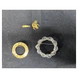 Fashion Jewelry Collection with Gold-Tone Chain, Earrings, and Brooches - display not inc