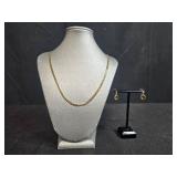 Fashion Jewelry Collection with Gold-Tone Chain, Earrings, and Brooches - display not inc