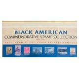Black American Commemorative Stamp Collection, Tribute Clock, and Jazz Musician Figurines Set