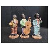 Black American Commemorative Stamp Collection, Tribute Clock, and Jazz Musician Figurines Set