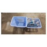 Laundry Supplies Lot: 2 Baskets, Hangers, Mesh Bags, Small Ironing Board