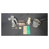 Vintage Kitchenware and Collectibles Group Including Bromwell Sifter and Iron