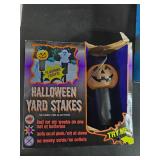 Holiday Decor Lot: Halloween Yard Stakes, Easter Eggs, Plastic Totes, and More