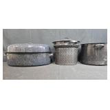 Graniteware Pot Set and Burnco Steak and Rib Carving Set