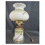 Lot of 2 Table Lamps with Oil Lamp and Glass Shade plus Recycled Glass Vase