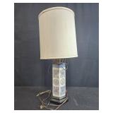 Vintage Ceramic Table Lamp with Blue Floral Design and Shade