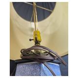 Vintage Ceramic Table Lamp with Blue Floral Design and Shade