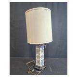 Vintage Ceramic Table Lamp with Blue Floral Design and Shade