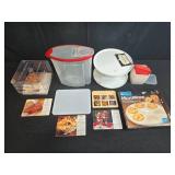 Large Collection of Kitchenware, Food Containers, Bowls, and Recipe Cards