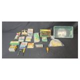 Assorted Home Hardware Supplies, Fasteners, Tools, Weather Radio & Storage Bin