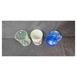 Collection of Vintage Glass Vases, Royal Bavaria Mug, Pilgrim Pitcher, and Vase Fillers