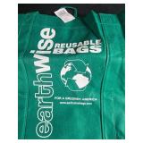 Collection of Reusable Tote Bags and 1 Pair of Blue Quilted Slippers