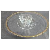 Vintage Decorative Tableware Lot with Glass Bowl, Plate, Salt and Pepper Shakers, and Decorative Egg